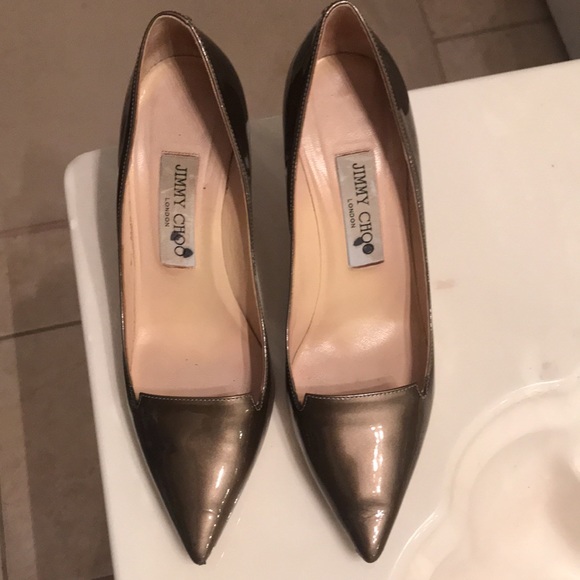 Jimmy Choo Ari Mirror Pumps In Mocha Patent Leather 37 Pointed toe heels - Picture 4 of 5